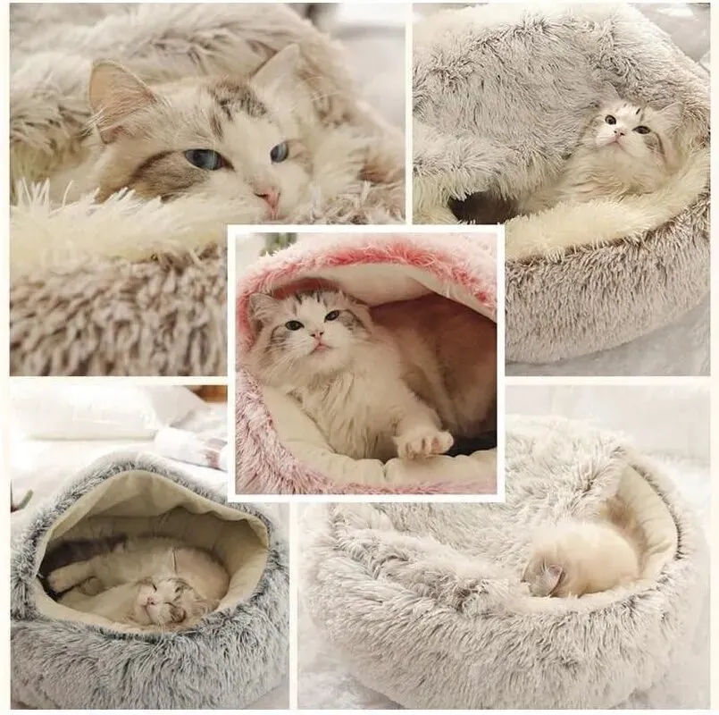 Comfort Cave™ -  Soft Plush Calming Cat Bed