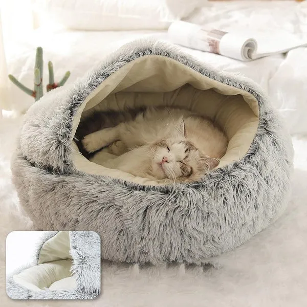 Comfort Cave™ -  Soft Plush Calming Cat Bed