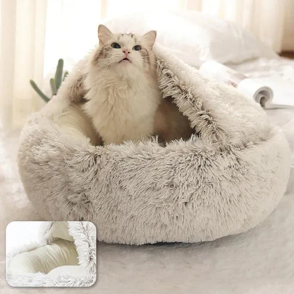 Comfort Cave™ -  Soft Plush Calming Cat Bed