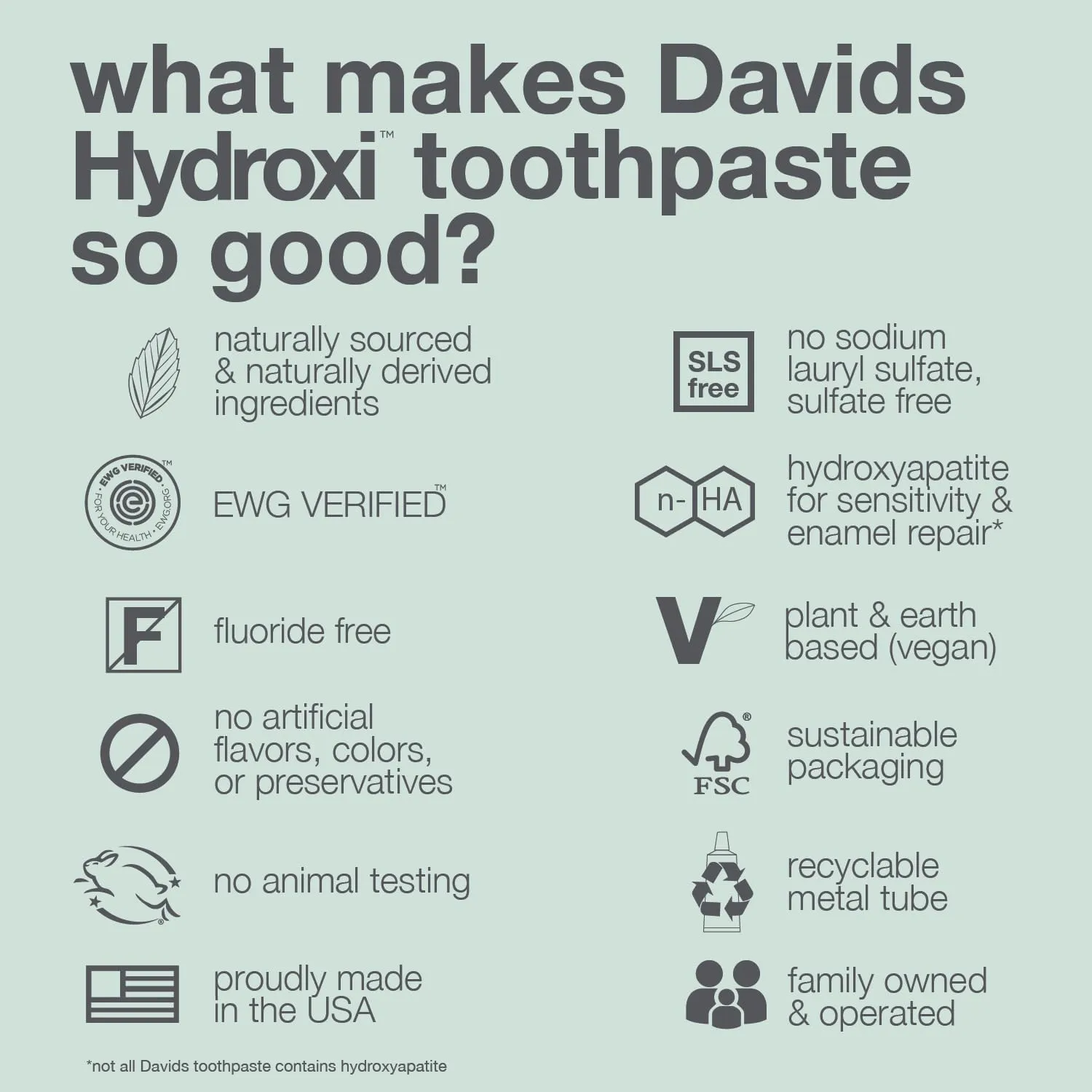 Davids Hydroxi Fluoride Free Nano Hydroxyapatite Toothpaste for Enamel Health & Whitening, Antiplaque, SLS Free, Kid Friendly Orange Vanilla Flavor, 4 oz, Made in USA