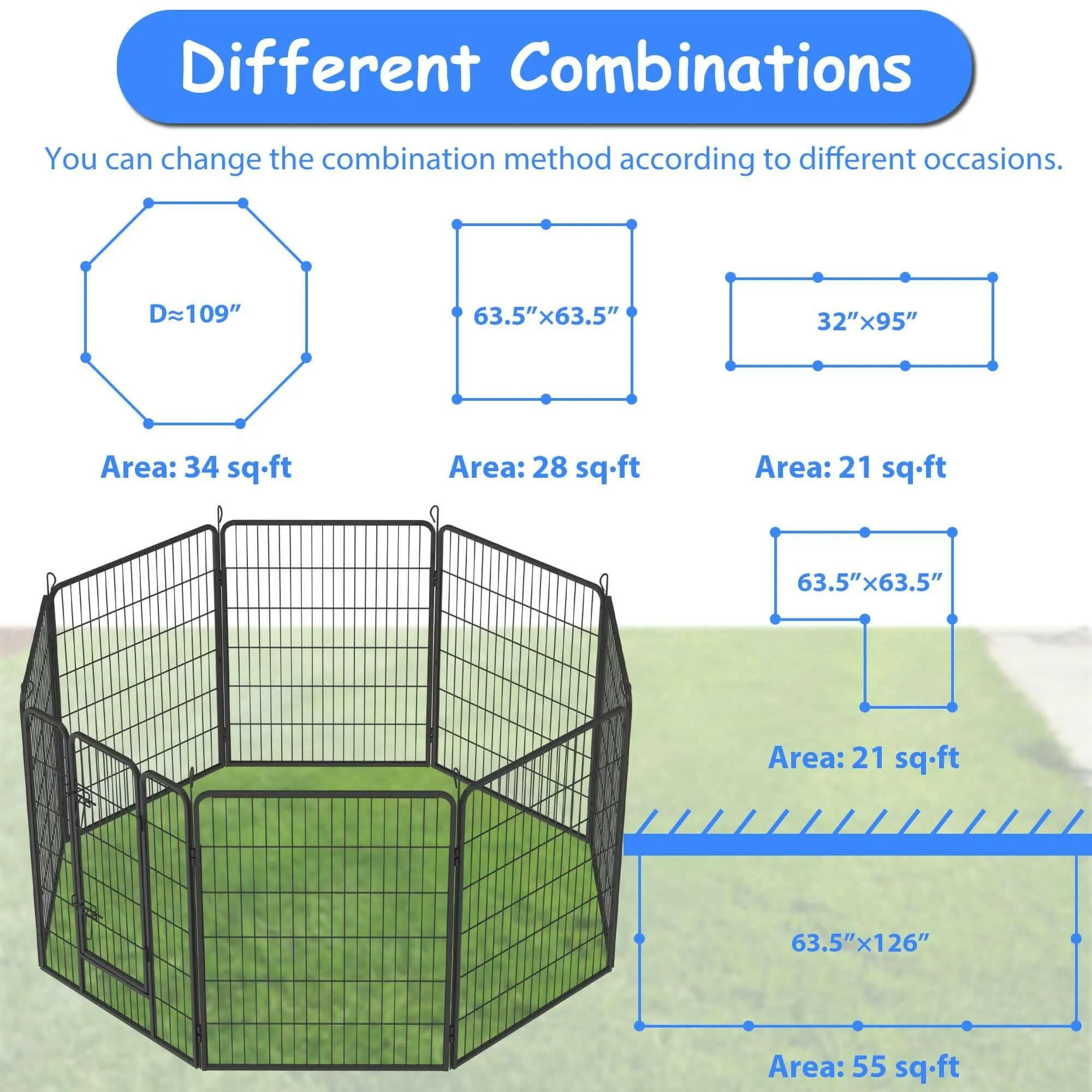 Dog Pens Outdoor 32" Height Foldable 16 Panels