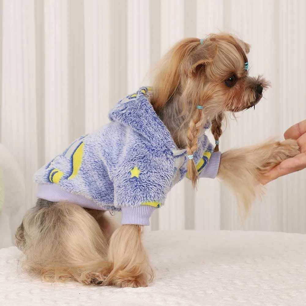 Dog Sweater, Glow in The Dark Dog Hoodie, Soft Flannel Pet Clothes for Boy Girl, Winter Warm Puppy Sweater for Chihuahua Yorkie Cat (Blue Universe,M)