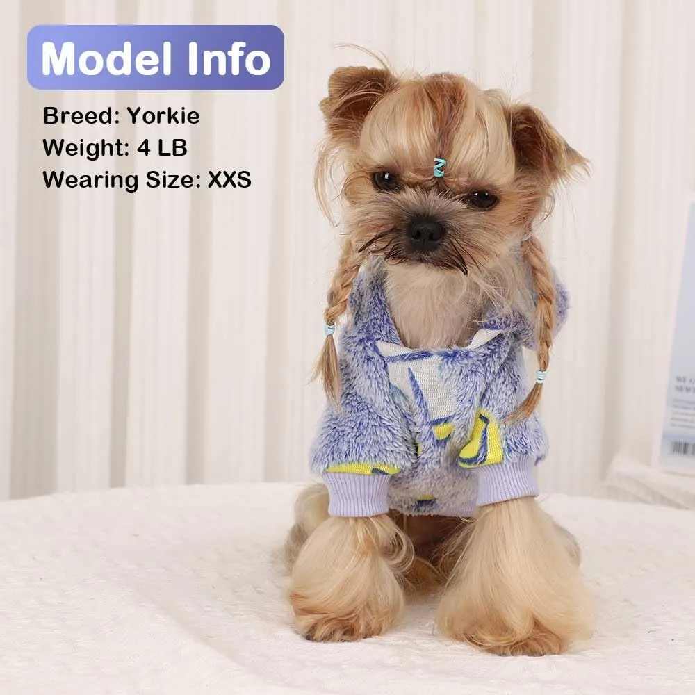 Dog Sweater, Glow in The Dark Dog Hoodie, Soft Flannel Pet Clothes for Boy Girl, Winter Warm Puppy Sweater for Chihuahua Yorkie Cat (Blue Universe,M)