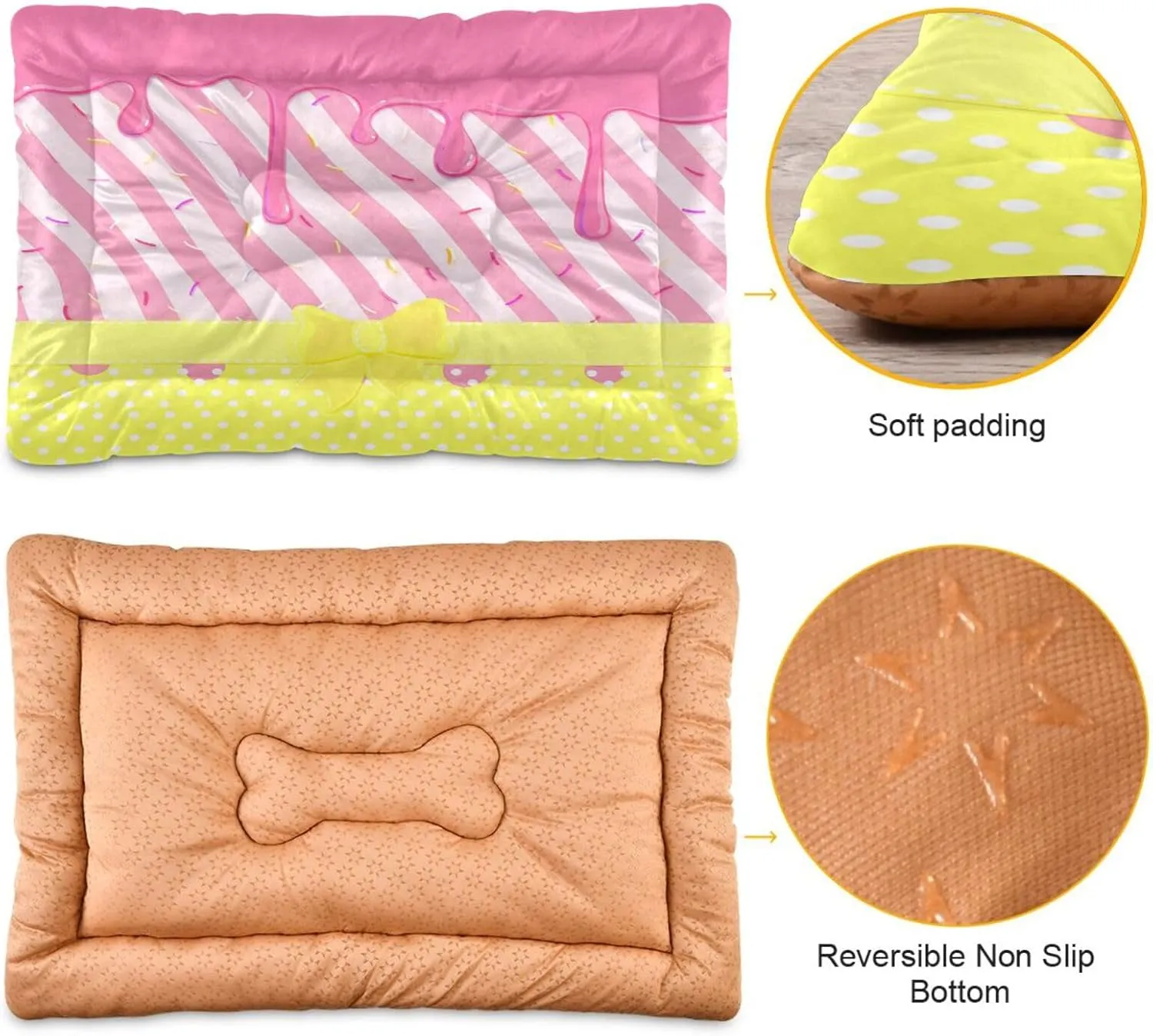 Dripping Candy with Bow Outdoor Dog Bed for Small Dogs Washable Waterproof Travel Pet Bed Mat Portable Cat Bed with Non-Slip Bottom for Indoor and Sleeping 36 x 24 Inch