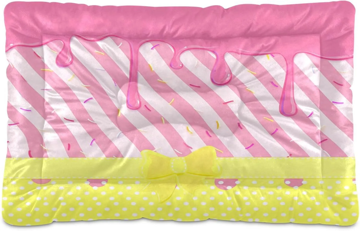 Dripping Candy with Bow Outdoor Dog Bed for Small Dogs Washable Waterproof Travel Pet Bed Mat Portable Cat Bed with Non-Slip Bottom for Indoor and Sleeping 36 x 24 Inch