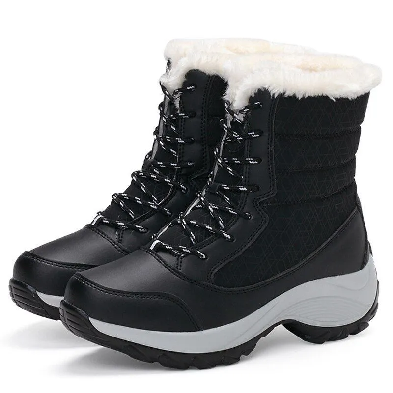 Dyavor Women Thick Fur High Heel Orthopedic Boots