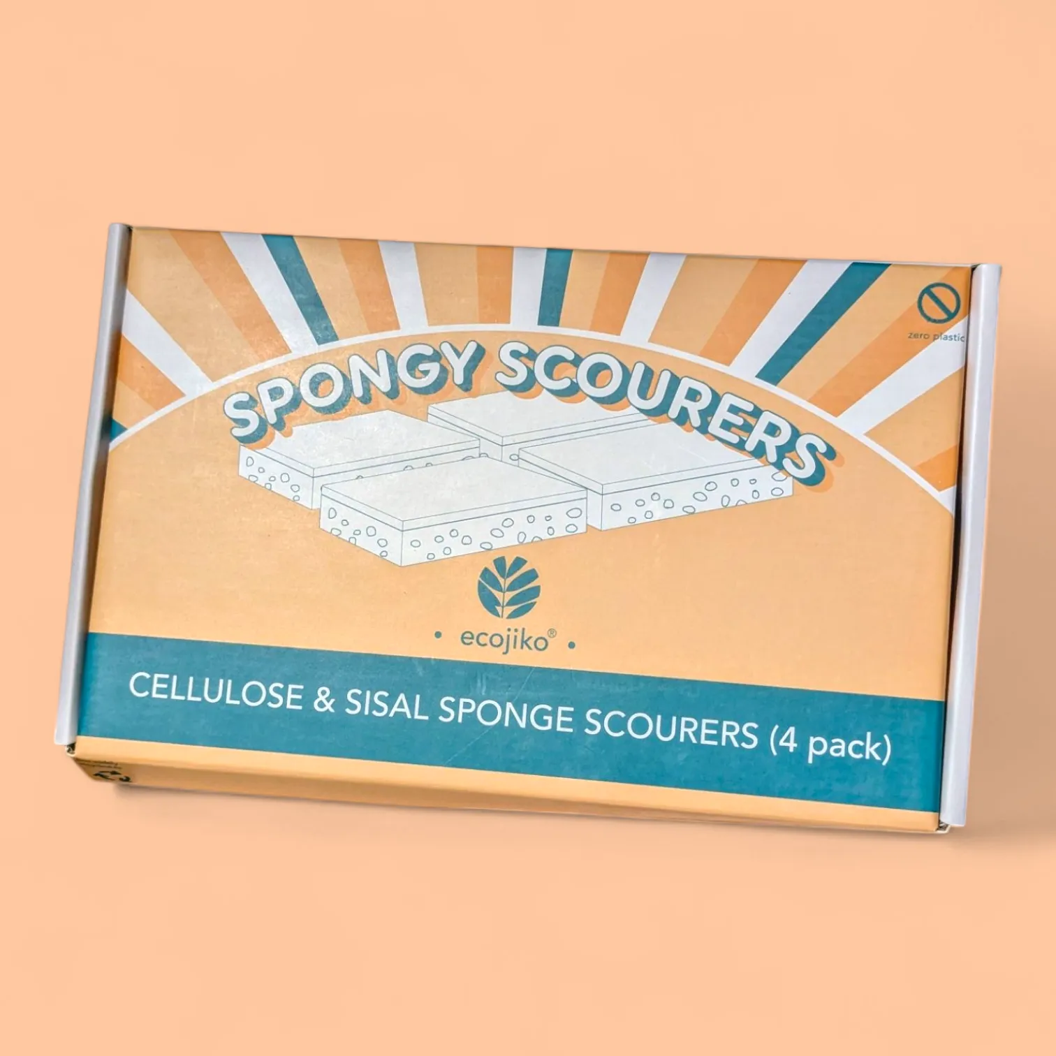Eco Sponge Scourers | Cellulose & Sisal Natural Washing Up Sponge Scourers (4 pack)