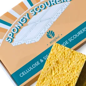 Eco Sponge Scourers | Cellulose & Sisal Natural Washing Up Sponge Scourers (4 pack)