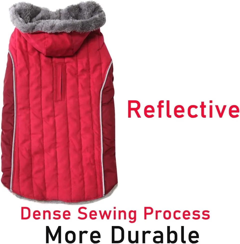 Fleece Dog Hoodie for Small Dogs Super Warm Puppy Jacket for Cold Winter Dog Coats,Red S