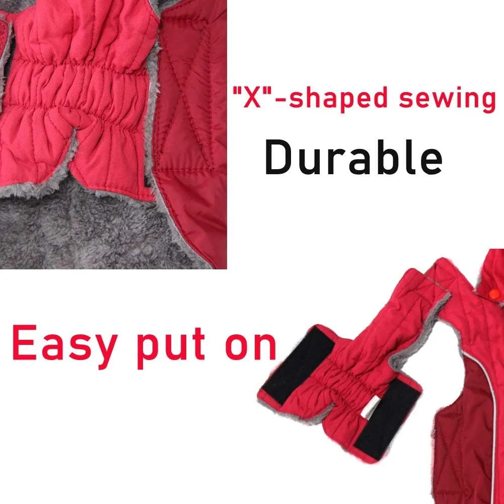 Fleece Dog Hoodie for Small Dogs Super Warm Puppy Jacket for Cold Winter Dog Coats,Red S