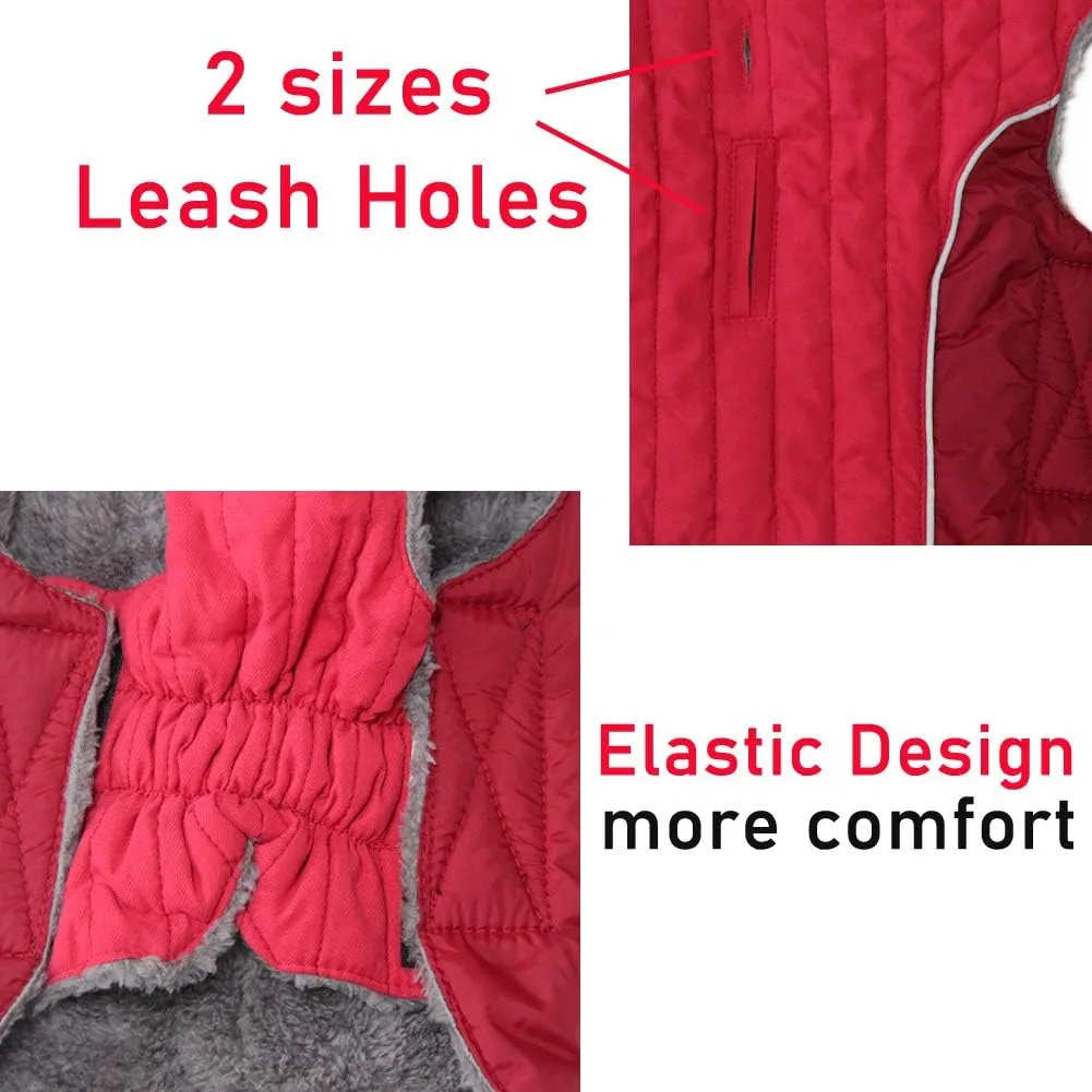 Fleece Dog Hoodie for Small Dogs Super Warm Puppy Jacket for Cold Winter Dog Coats,Red S