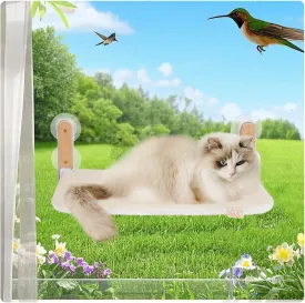 Foldable Cat Window Perch for Large Cats, Cat Hammock for Window with Strong Suction Cup, Easy to Install & Breathable Cover,Cordless Window Perch for Cats Inside Overlooking, Sunbathing and Napping