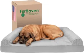 Furhaven Cooling Gel Dog Bed For Large Dogs Quilted Sofa SilverGray Jumbo Plus XXL