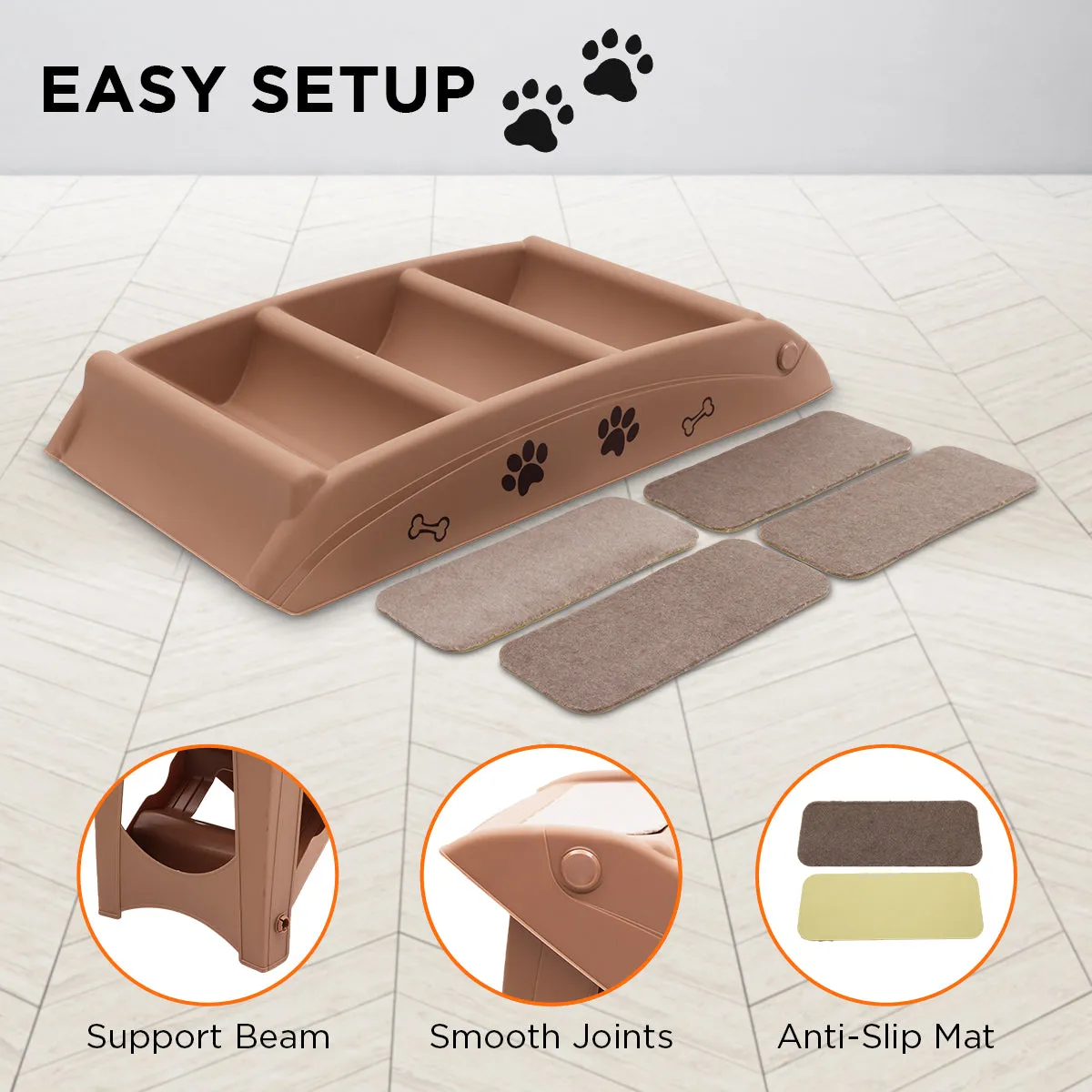 Furtastic 50cm Foldable Pet Step Ladder Stairs (Brown)
