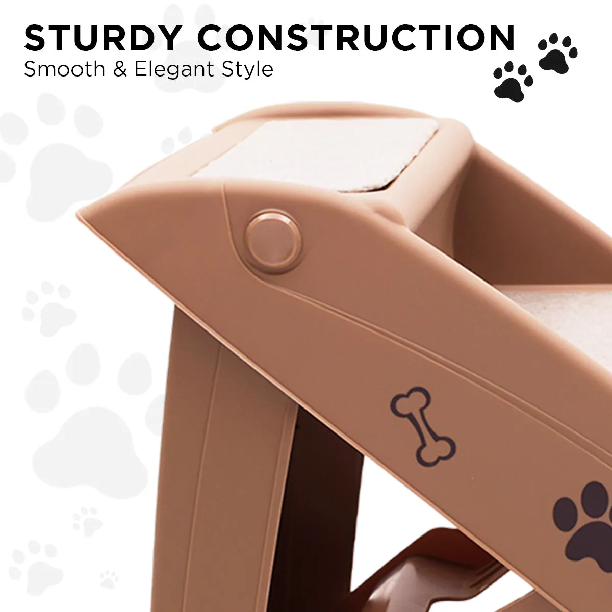 Furtastic 50cm Foldable Pet Step Ladder Stairs (Brown)