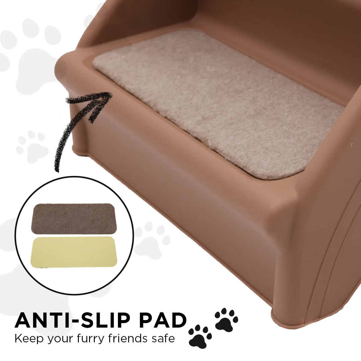 Furtastic 50cm Foldable Pet Step Ladder Stairs (Brown)