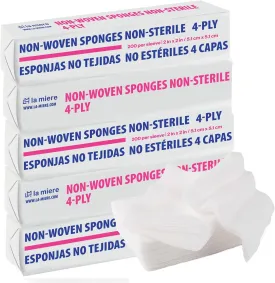 Gauze Pads 2"x2" - 200-Pack, 4-Ply Non-Woven Sponges Non-Sterile, All-Purpose Dental and Surgical Sponges Including First Aid Kits and Medical Facilities and All Purpose, 1000P
