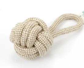 Jumbo Knotted Beige Ropie Ball with Handle Durable Puppy Dog Chew Toy