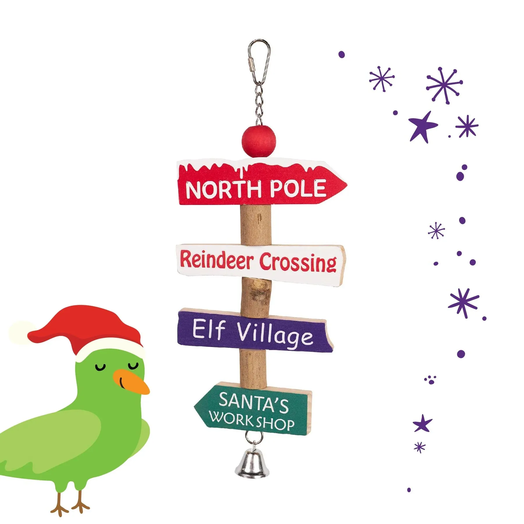 Kazoo Christmas Village Signpost Bird Toy***