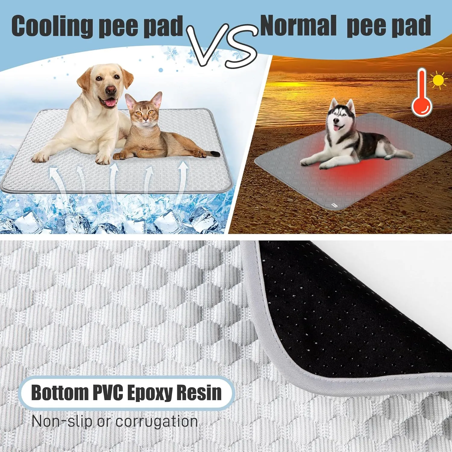 Leekalos Dog Cooling Mat,Pet Cooling Pads for Dogs Blanket,Summer Cooling Bed for Cats Blanket,Portable Pet Cooling Cushion for Home & Outdoor,Keep Cooling for Pets (New Grey, Small(22"x28"))
