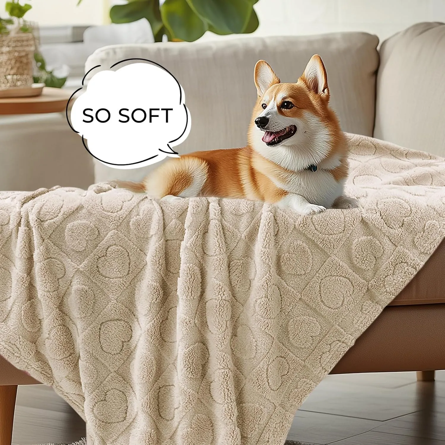 Luciphia Small Dog Blanket Washable Pet Bed Cover Soft Fluffy Puppy Couch Protector with Premium Fleece Cozy Calming Cat Blankets for Indoor Cats Beige 30x20 inch