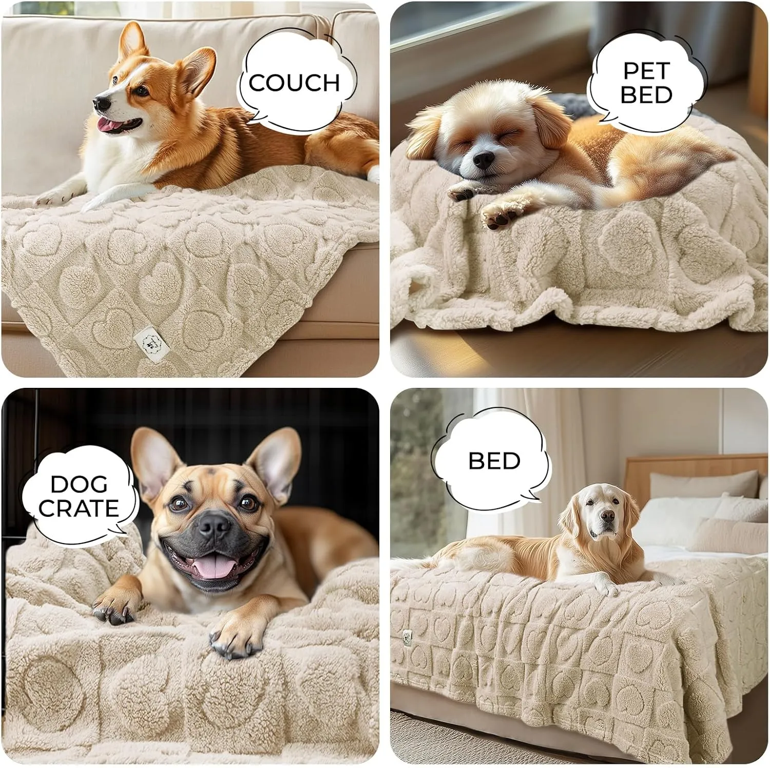 Luciphia Small Dog Blanket Washable Pet Bed Cover Soft Fluffy Puppy Couch Protector with Premium Fleece Cozy Calming Cat Blankets for Indoor Cats Beige 30x20 inch
