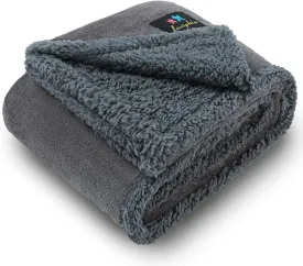 Luciphia Waterproof Blanket for Large Dogs Liquid Proof Furniture Protector Washable Pet Reversible Bed Cover for Couch Soft Sherpa Fleece Cat Blanket for Small Medium Light Grey Medium57" x 40"