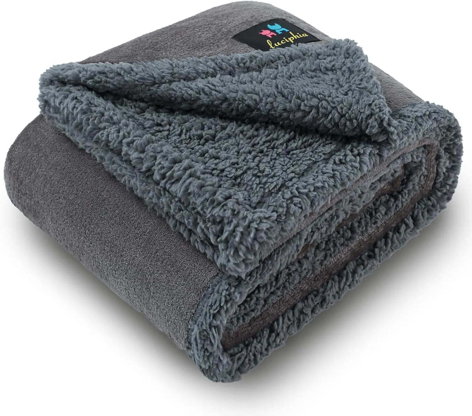 Luciphia Waterproof Blanket for Large Dogs Liquid Proof Furniture Protector Washable Pet Reversible Bed Cover for Couch Soft Sherpa Fleece Cat Blanket for Small Medium Light Grey Medium57" x 40"