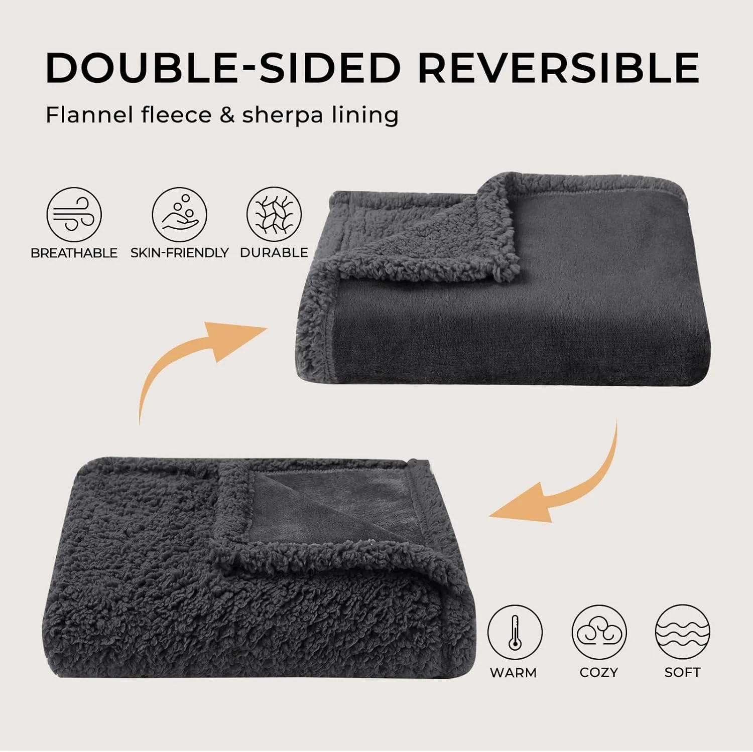 Luciphia Waterproof Blanket for Large Dogs Liquid Proof Furniture Protector Washable Pet Reversible Bed Cover for Couch Soft Sherpa Fleece Cat Blanket for Small Medium Light Grey Medium57" x 40"