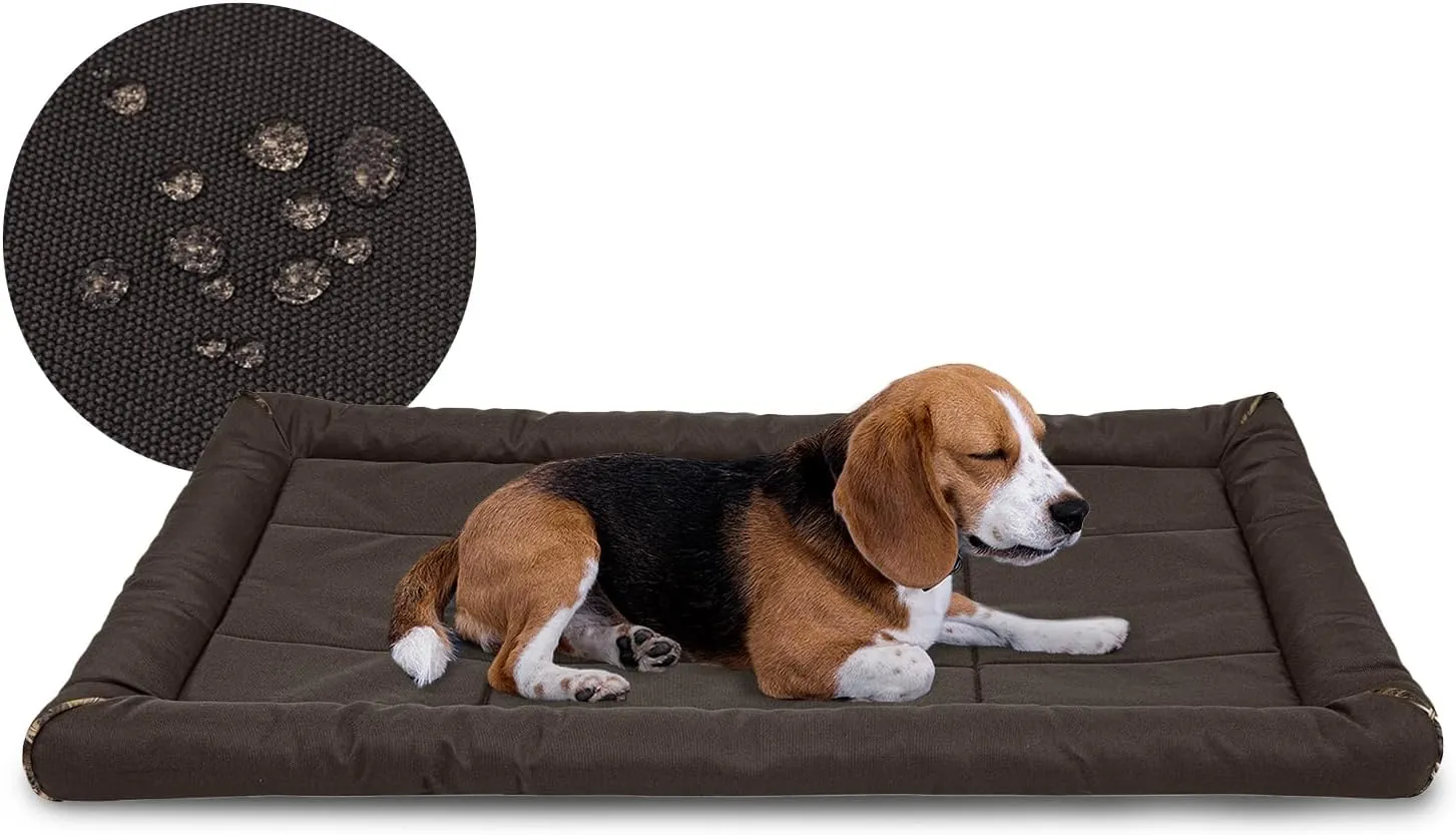 Miguel Oxford 900D Outdoor Waterproof Dog Bed for Metal Dog Crates Water-Resistant All Weather Pet Mat Durable Easy Wipe Clean Travel Indoor Outdoor Puppy Cat Crate Bed 36inch, Brown