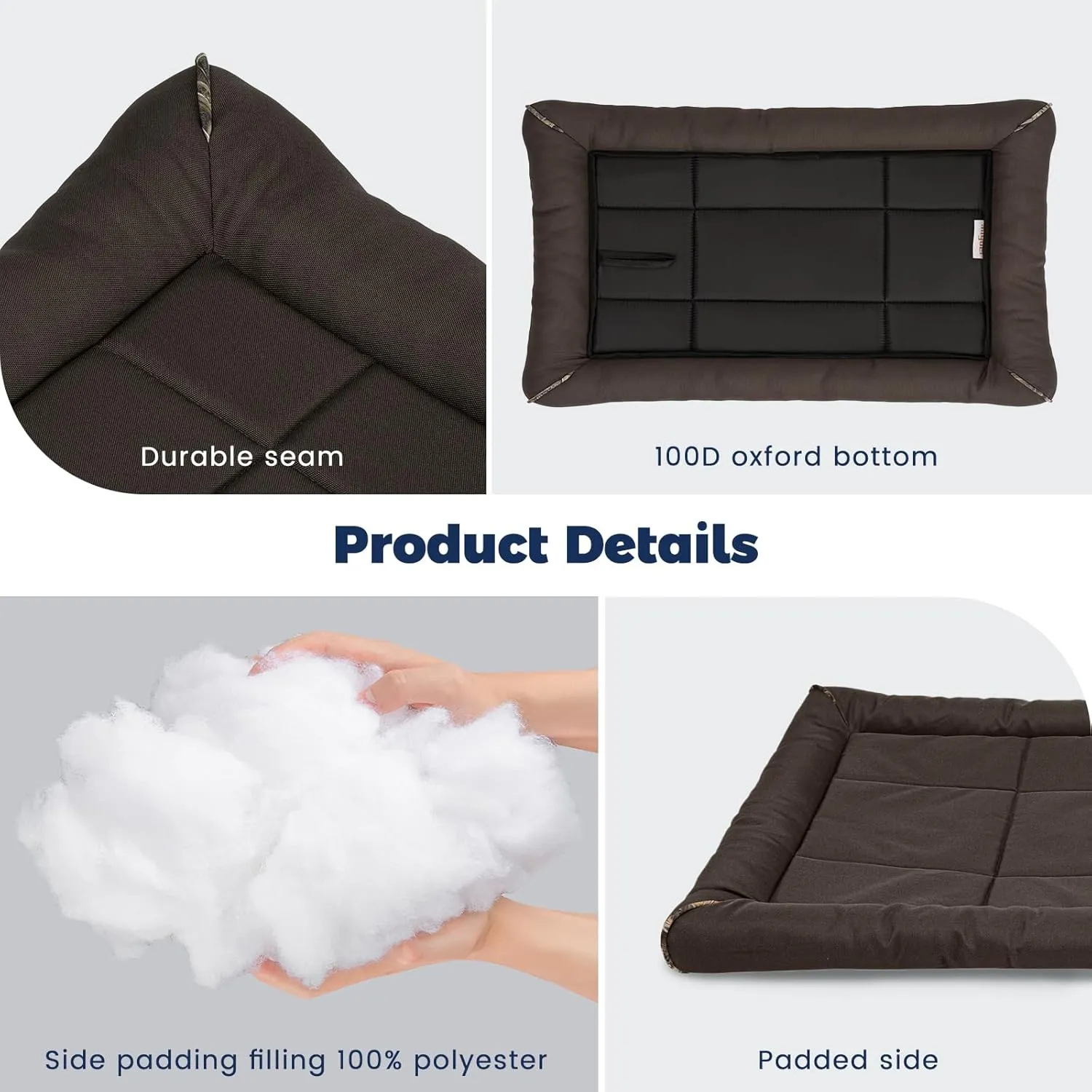 Miguel Oxford 900D Outdoor Waterproof Dog Bed for Metal Dog Crates Water-Resistant All Weather Pet Mat Durable Easy Wipe Clean Travel Indoor Outdoor Puppy Cat Crate Bed 36inch, Brown