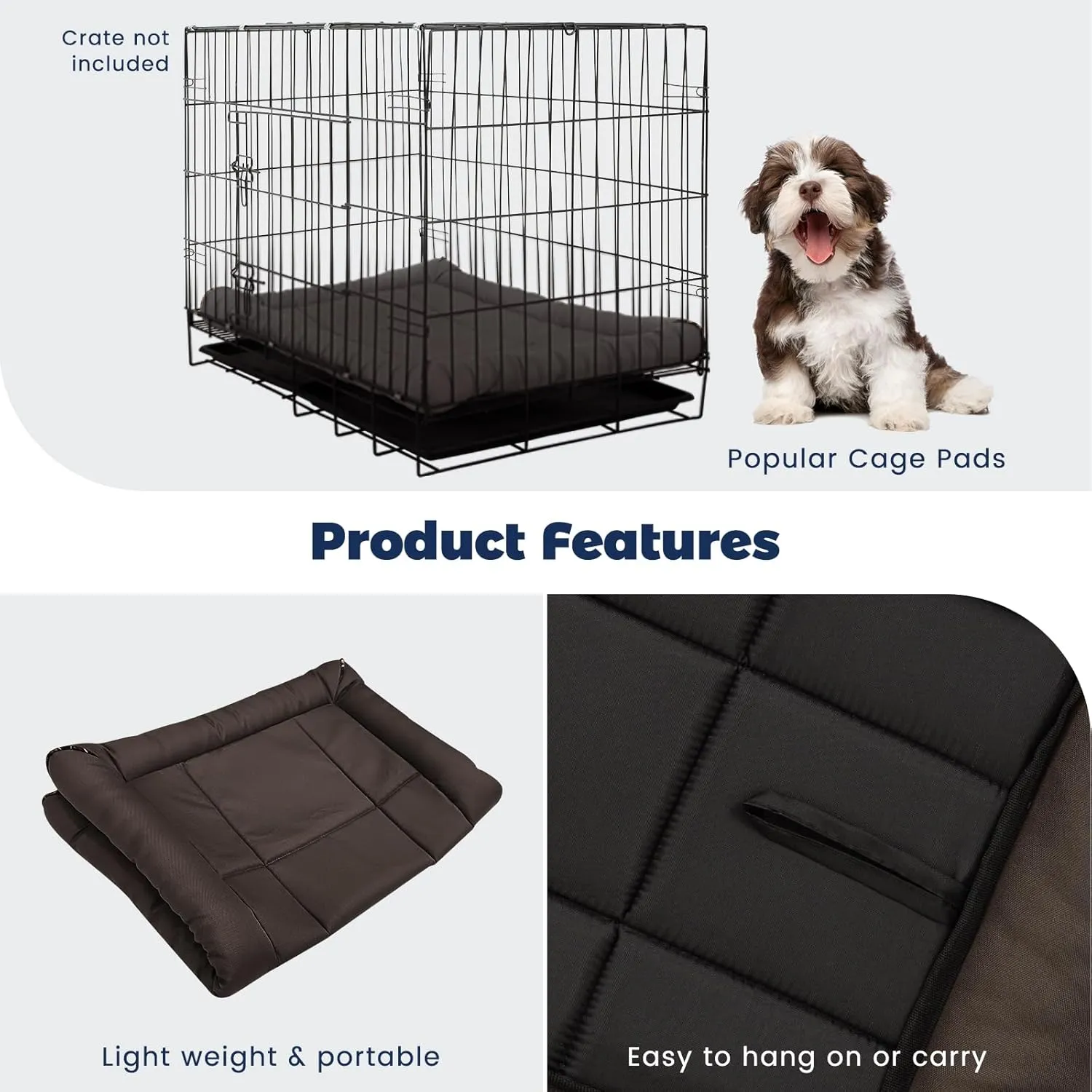 Miguel Oxford 900D Outdoor Waterproof Dog Bed for Metal Dog Crates Water-Resistant All Weather Pet Mat Durable Easy Wipe Clean Travel Indoor Outdoor Puppy Cat Crate Bed 36inch, Brown