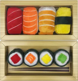 munchiecat Sushi Toys for Cats, Kittens Catnip Toy Crinkle Paper Bells Rattle Set in Bento Style Box, Maki and Nigiri (8-pc)