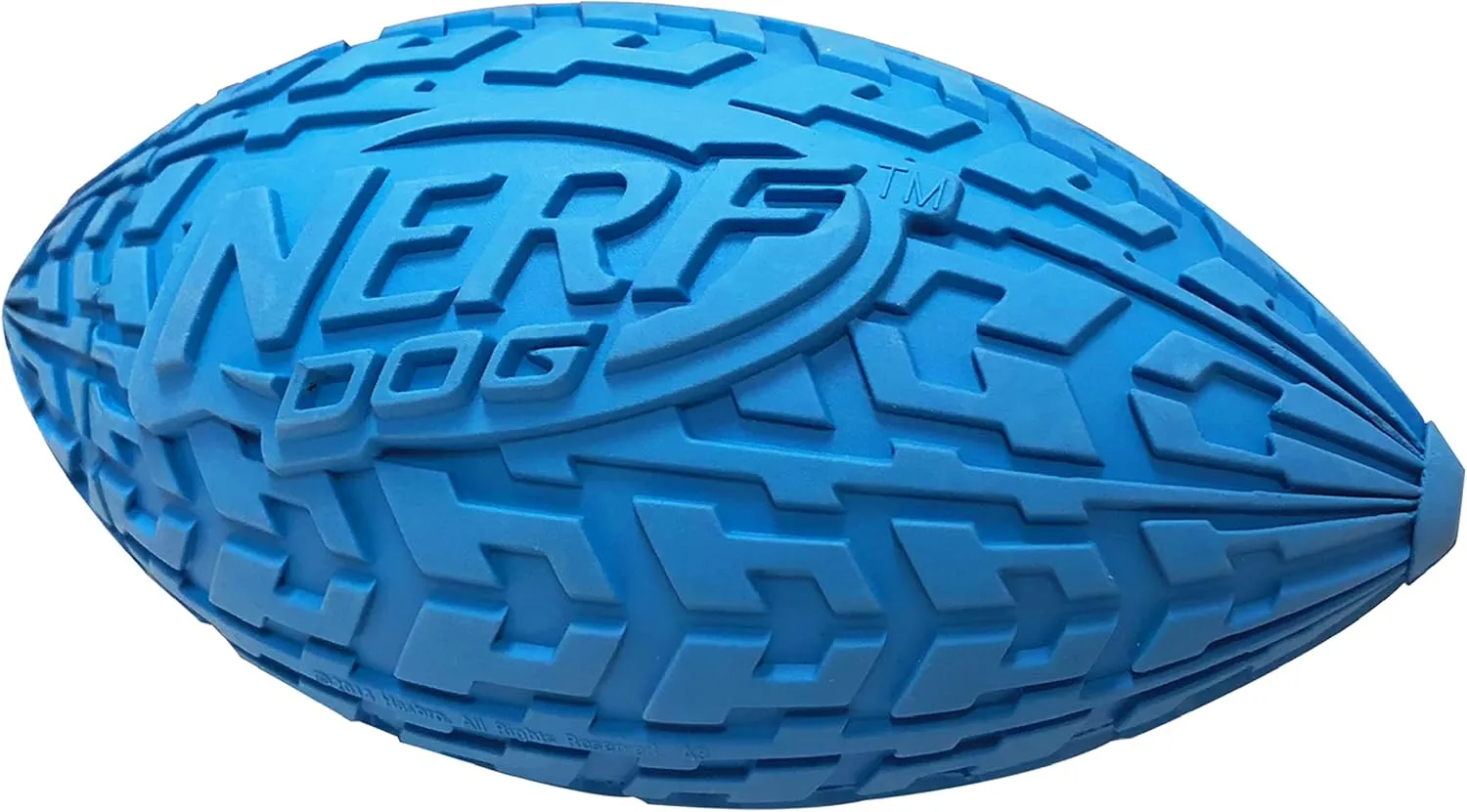 Nerf Dog Tire Squeak Football Outdoor Dog Toy, 6 Inch Dog Football Squeaking Toy for Medium and Large Breeds, Blue