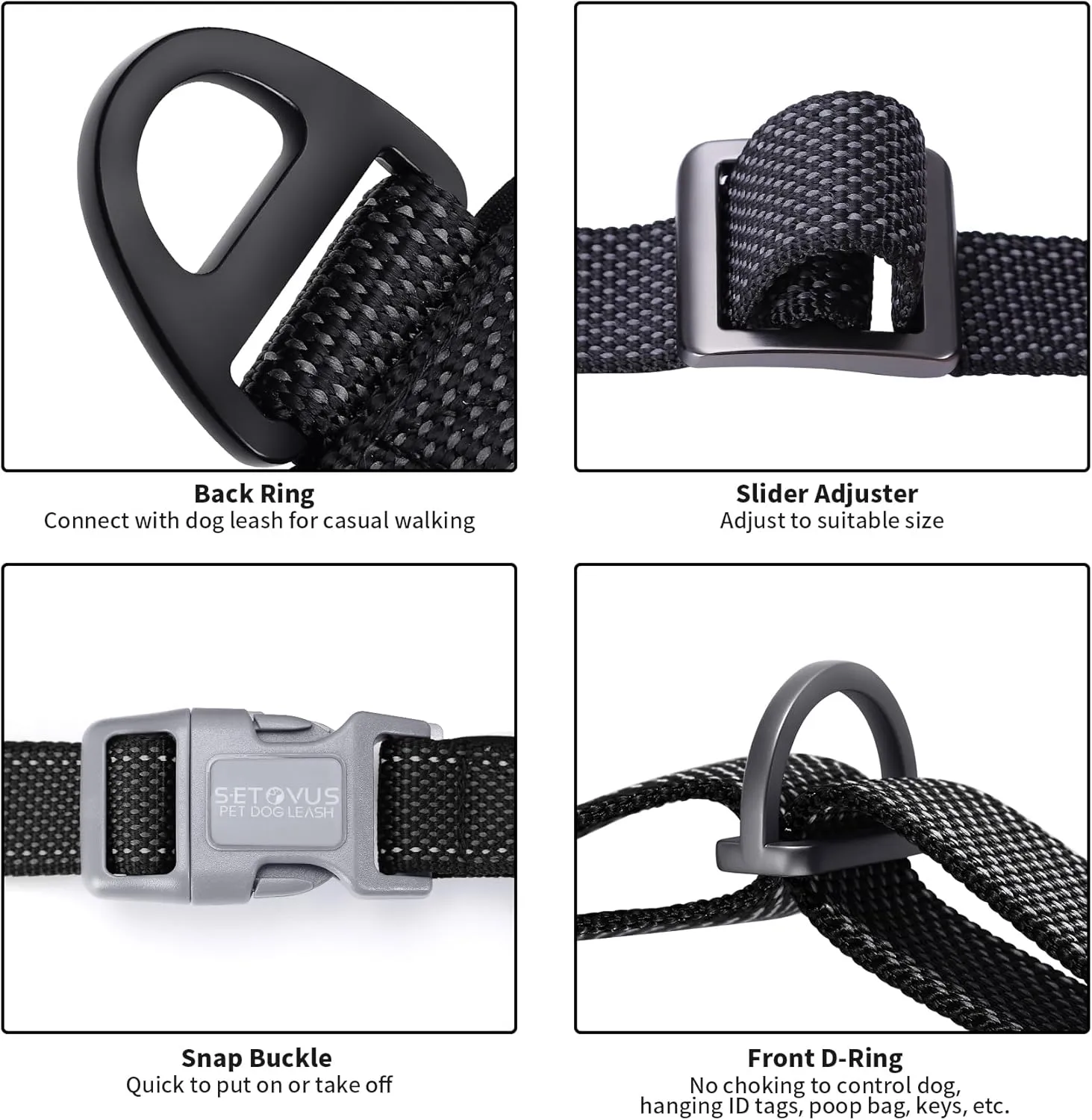 No Pull Dog Harness, Reflective Puppy Harness with Soft Padded Handle, Escape Proof/Quick Fit Adjustable Pet Harness for Small Medium Large Dogs, Easy for Training Walking (Black, S)