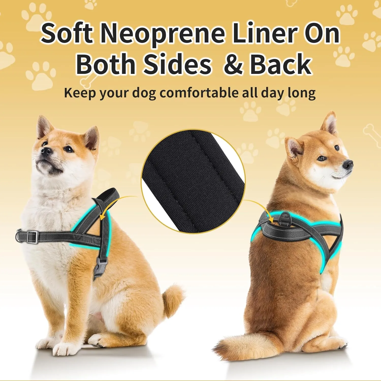 No Pull Dog Harness, Reflective Puppy Harness with Soft Padded Handle, Escape Proof/Quick Fit Adjustable Pet Harness for Small Medium Large Dogs, Easy for Training Walking (Black, S)
