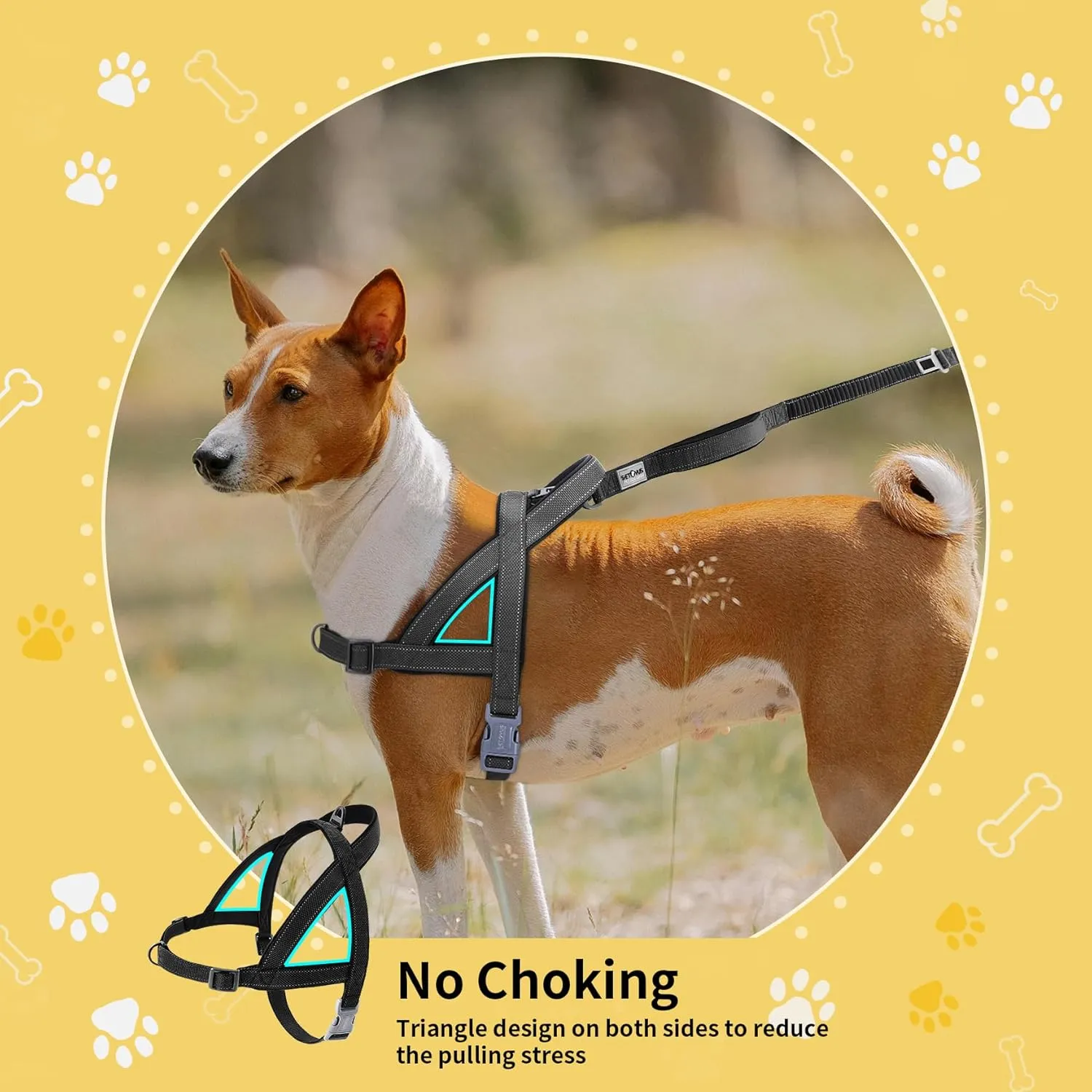 No Pull Dog Harness, Reflective Puppy Harness with Soft Padded Handle, Escape Proof/Quick Fit Adjustable Pet Harness for Small Medium Large Dogs, Easy for Training Walking (Black, S)