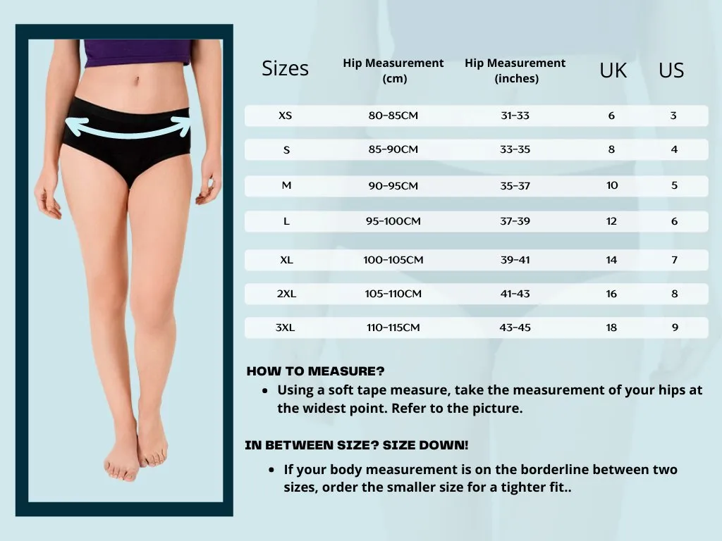 Organic Reusable/Washable/Leakproof/Absorbent Period Panty (Hipster)