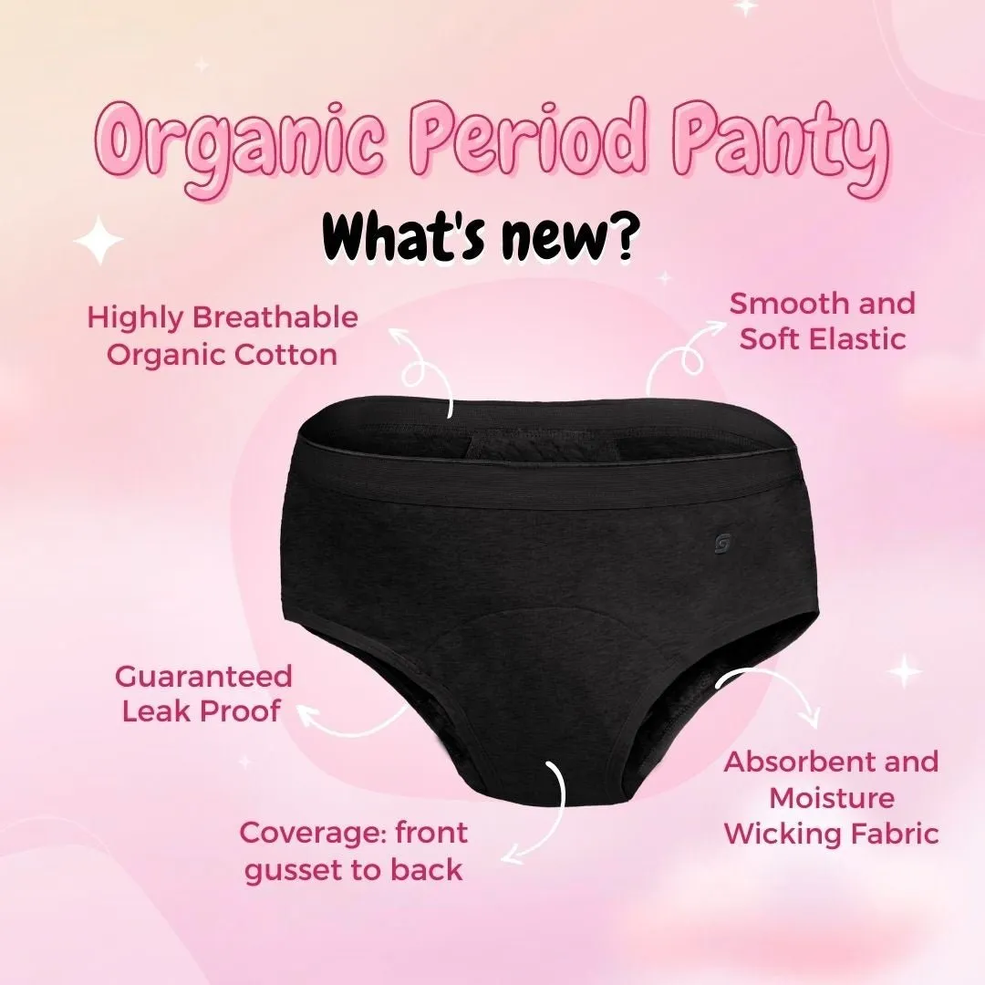 Organic Reusable/Washable/Leakproof/Absorbent Period Panty (Hipster)