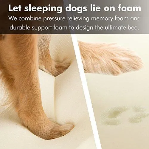 Orthopedic Dog Bed Lounge Sofa Removable Cover 100% Suede 4" Mattress Memory-Foam Premium Prestige Edition 36" x 28" x 9" Pewter Grey Large