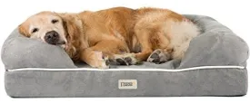 Orthopedic Dog Bed Lounge Sofa Removable Cover 100% Suede 4" Mattress Memory-Foam Premium Prestige Edition 36" x 28" x 9" Pewter Grey Large