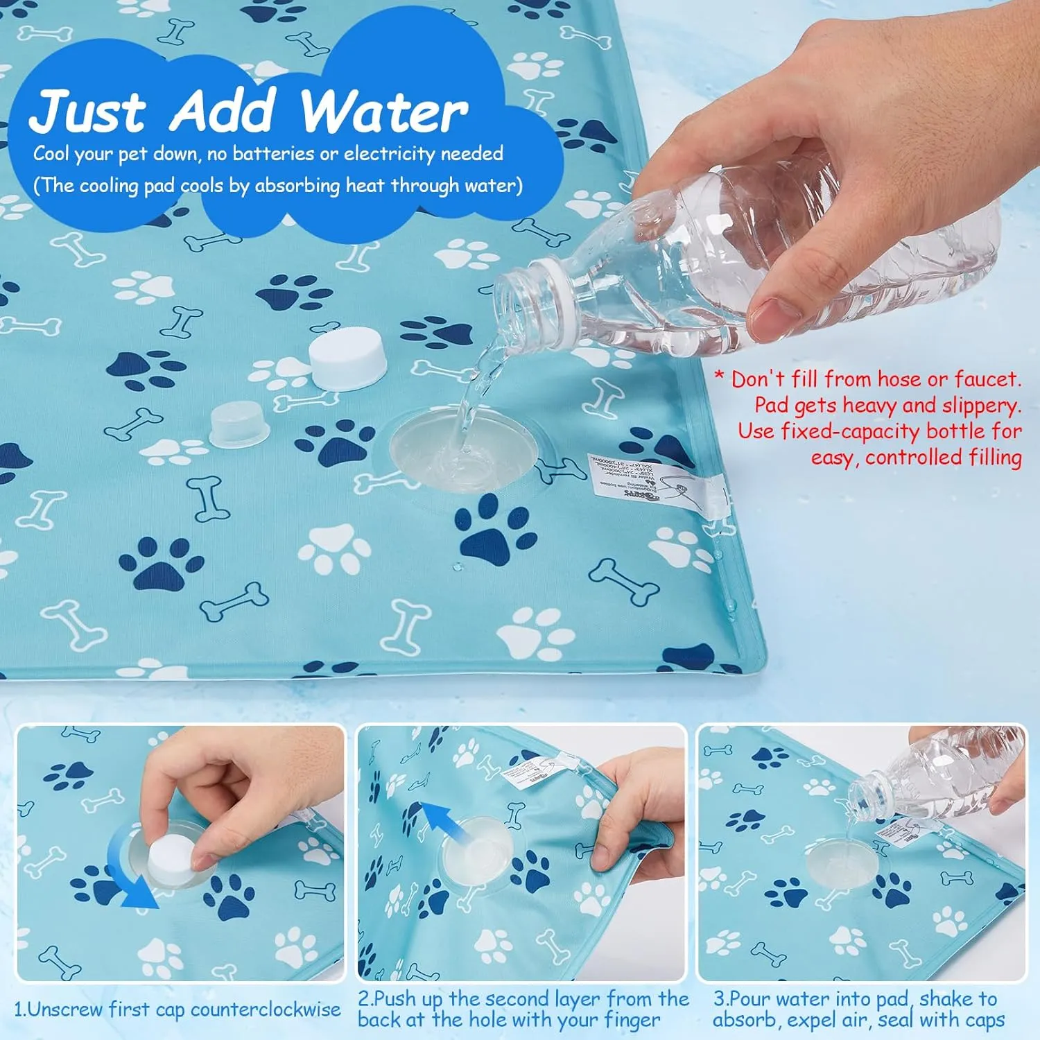 Ownpets Dog Cooling Mat, 47" x 31" Thicken Waterproof Cooling Mat for Large Dogs, Water Injection Cool Pad for Kennel Sofa Floor Car Seats