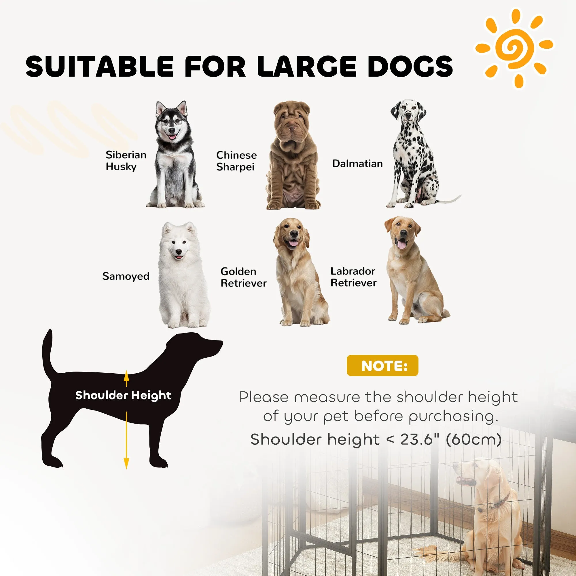 PawHut 6 Panels Heavy Duty Dog Playpen with Secure Door, for Indoor Outdoor, for Garden, Camping, 100cm High