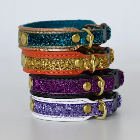 Personalized Leather Cat Collar in Full Grain Leather Engraved Info on Light Weight Aluminum Plate
