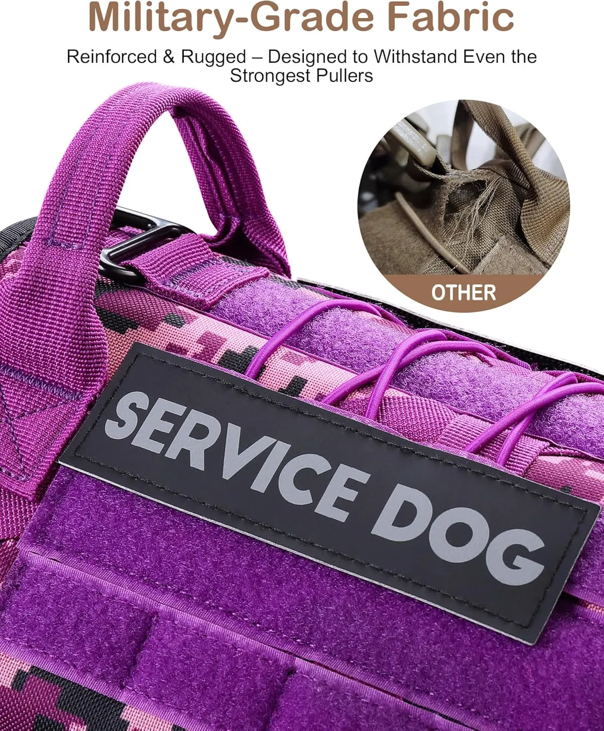 PETNANNY Tactical Dog Harness - Service Dog Harness Emotional Support Dog Vest for Medium Large Dogs, No Pull ESA Dog Vest with Hook & Loop, Working Molle Vest for Training Huntin(Navy Blue Camo,L)