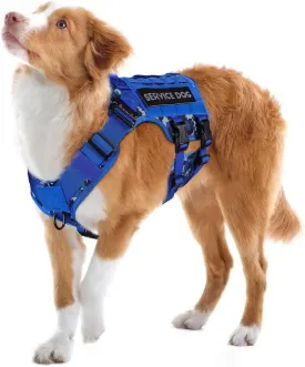 PETNANNY Tactical Dog Harness - Service Dog Harness Emotional Support Dog Vest for Medium Large Dogs, No Pull ESA Dog Vest with Hook & Loop, Working Molle Vest for Training Huntin(Navy Blue Camo,L)