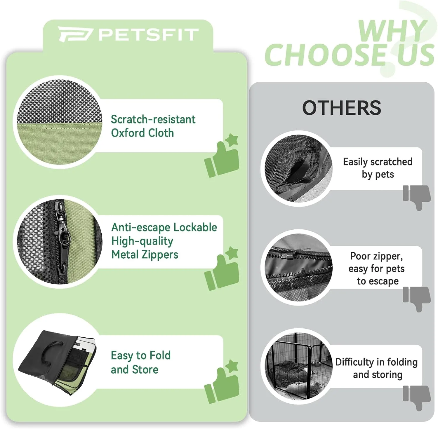 PETSFIT Pop Up Foldable Large Dog Playpen