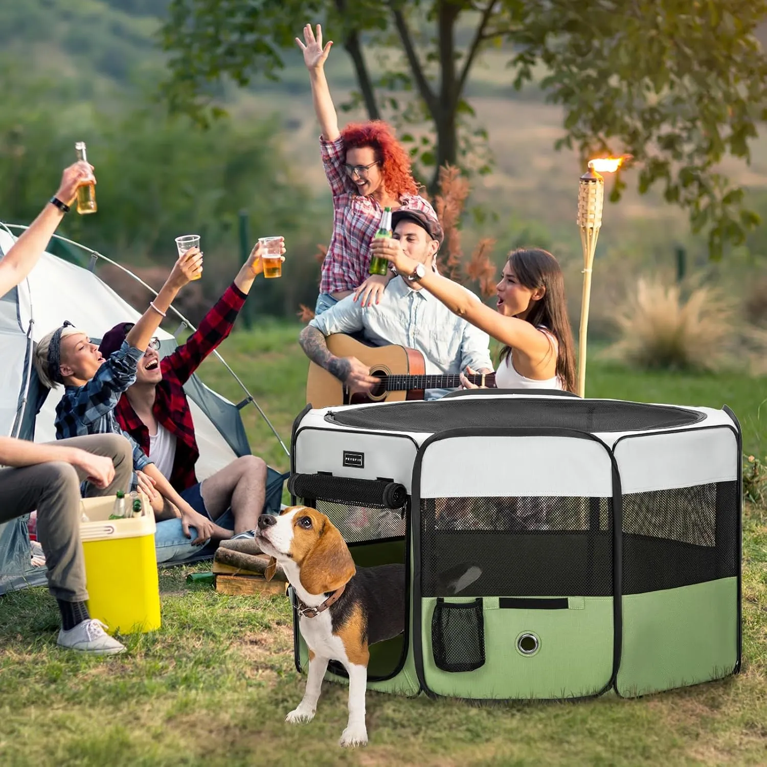 PETSFIT Pop Up Foldable Large Dog Playpen