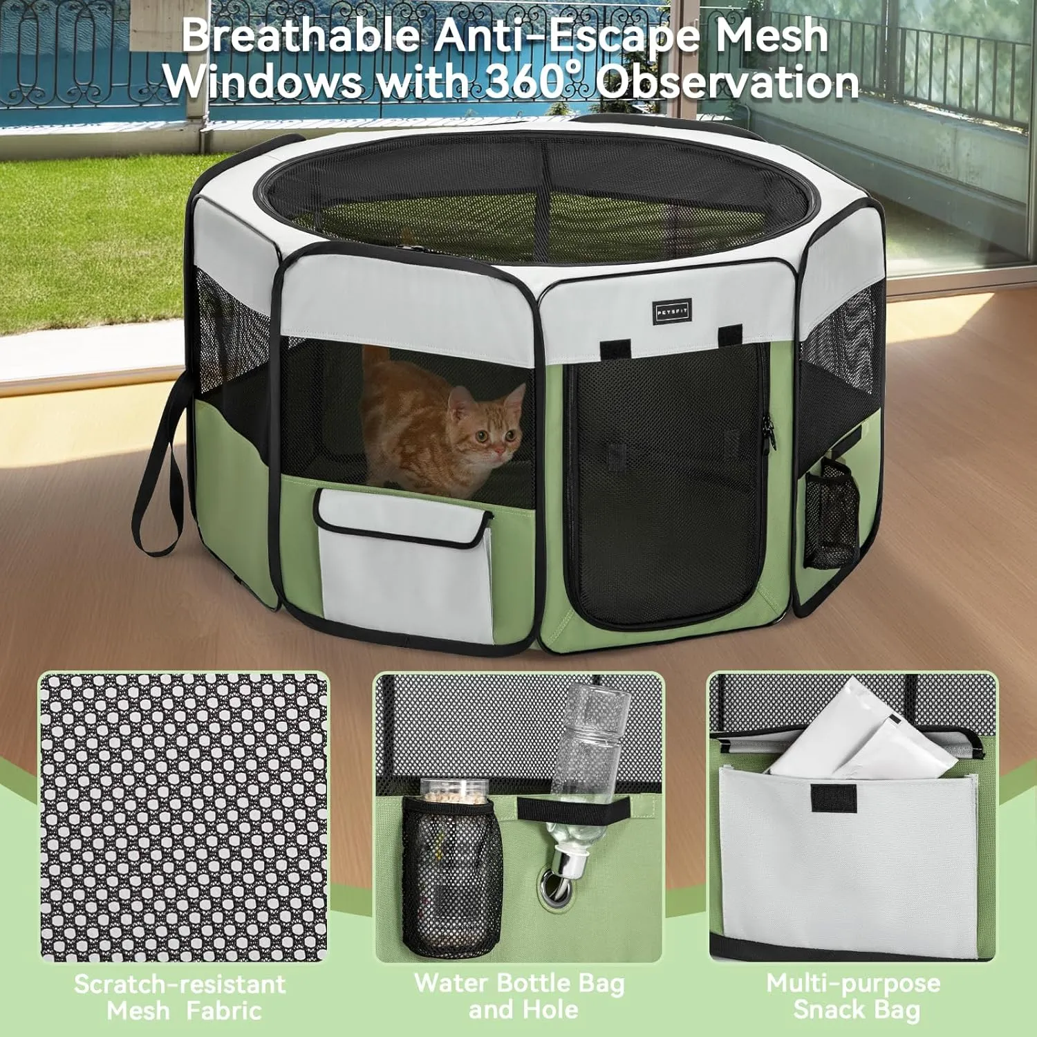 PETSFIT Pop Up Foldable Large Dog Playpen
