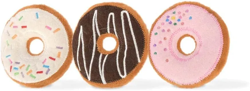 P.L.A.Y. Cute Cat Toys - Feline Frenzy Dessert Food Themed Organic Catnip Filled Toy, Great for Adult Cats and Kittens - Machine Washable, Recycled Materials, Crinkles (Kitty Kreme Donuts, Set of 3)